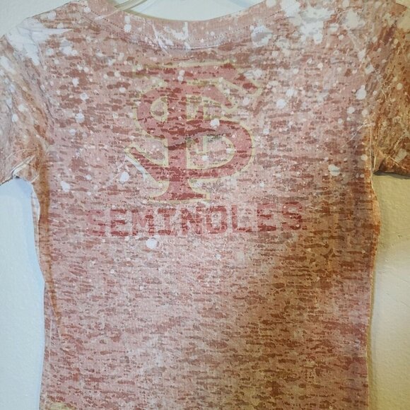 FSU Sheer V-Neck T-Shirt Florida State Logo Red Size Medium - Picture 6 of 6